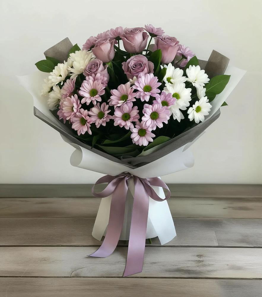 Букет цветов из: Хризантемы и Розы в Балахне