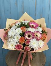 Букет цветов из:  Розы, Герберы и Хризантемы в Балахне