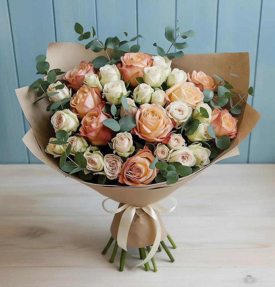 Букет цветов из: Альстромерии и Розы в Балахне