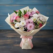 Букет цветов из:  Хризантемы, Альстромерии и Розы в Балахне