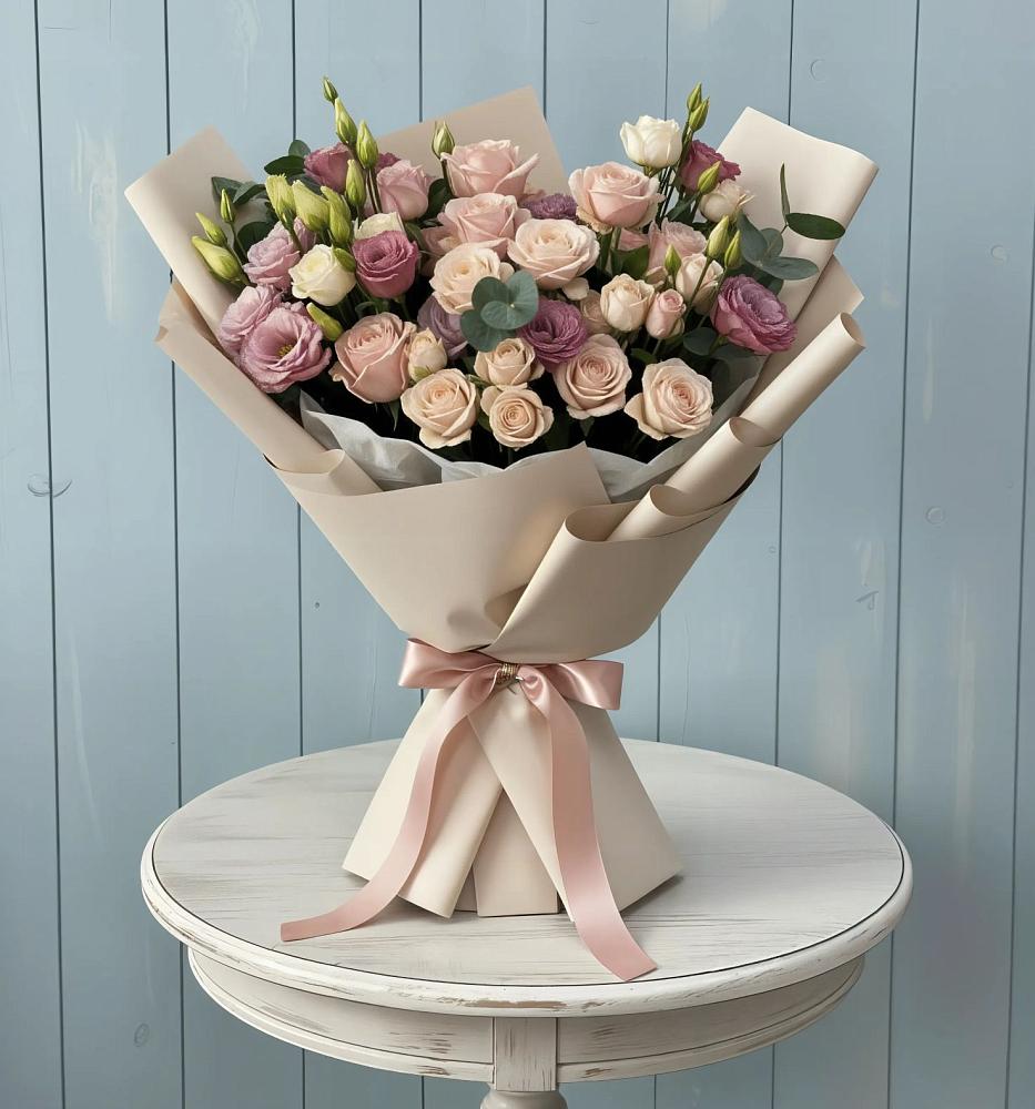 Букет цветов из: Розы и Лизиантусы в Балахне