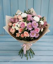 Букет цветов из:  Хризантемы, Розы и Альстромерии в Балахне