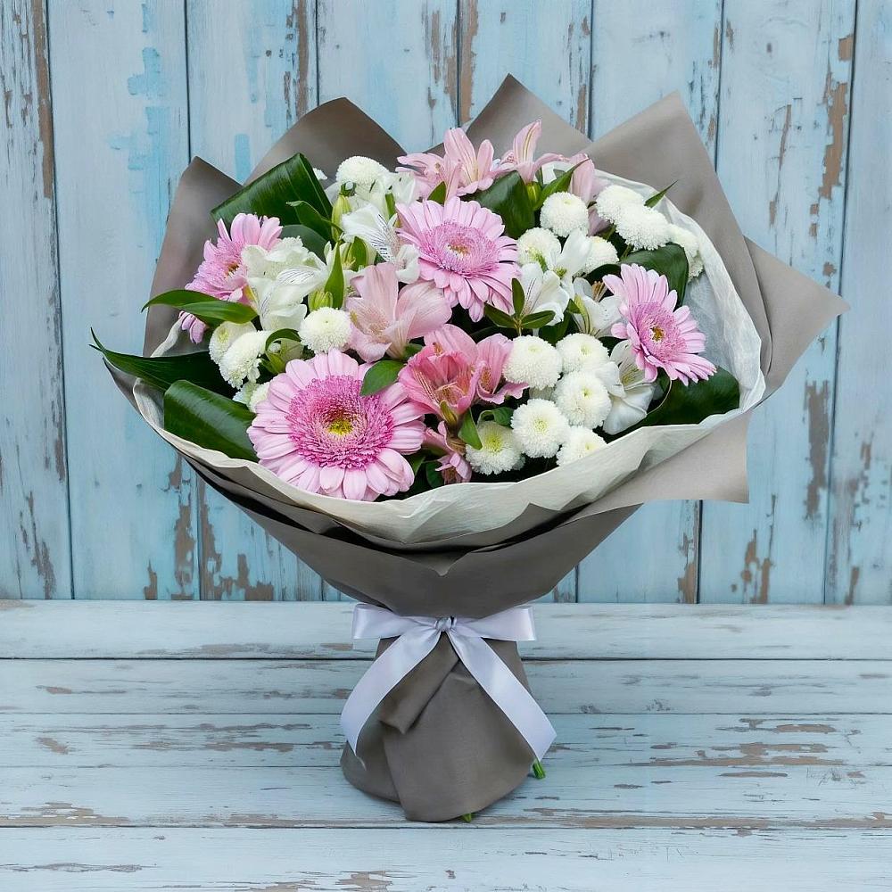 Букет цветов из: Герберы, Альстромерии и Хризантемы в Балахне
