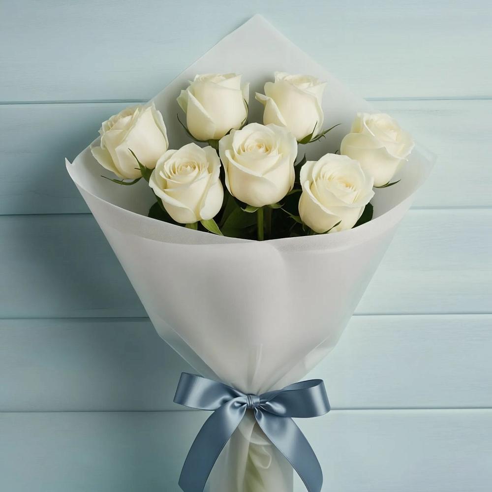 Букет 7 Белых роз Эдлесс Лав в Балахне